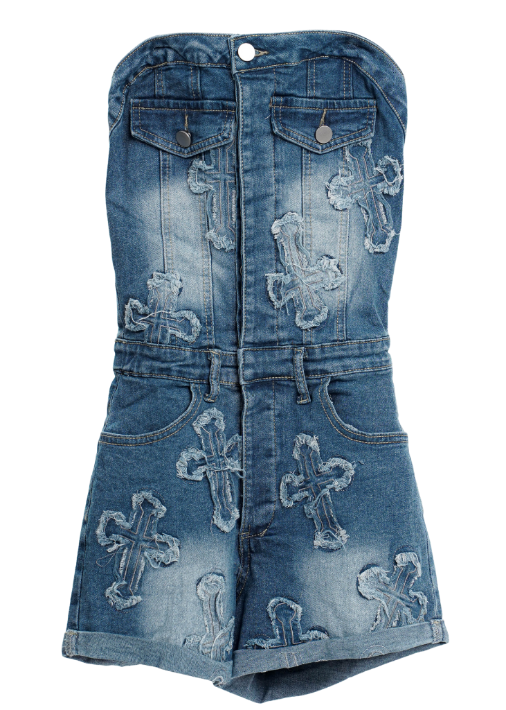 Rebel Icon Denim Romper