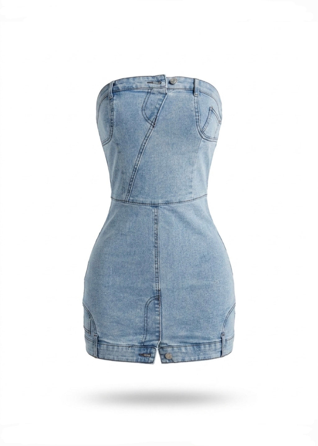 Reconstructed Strapless Mini Dress