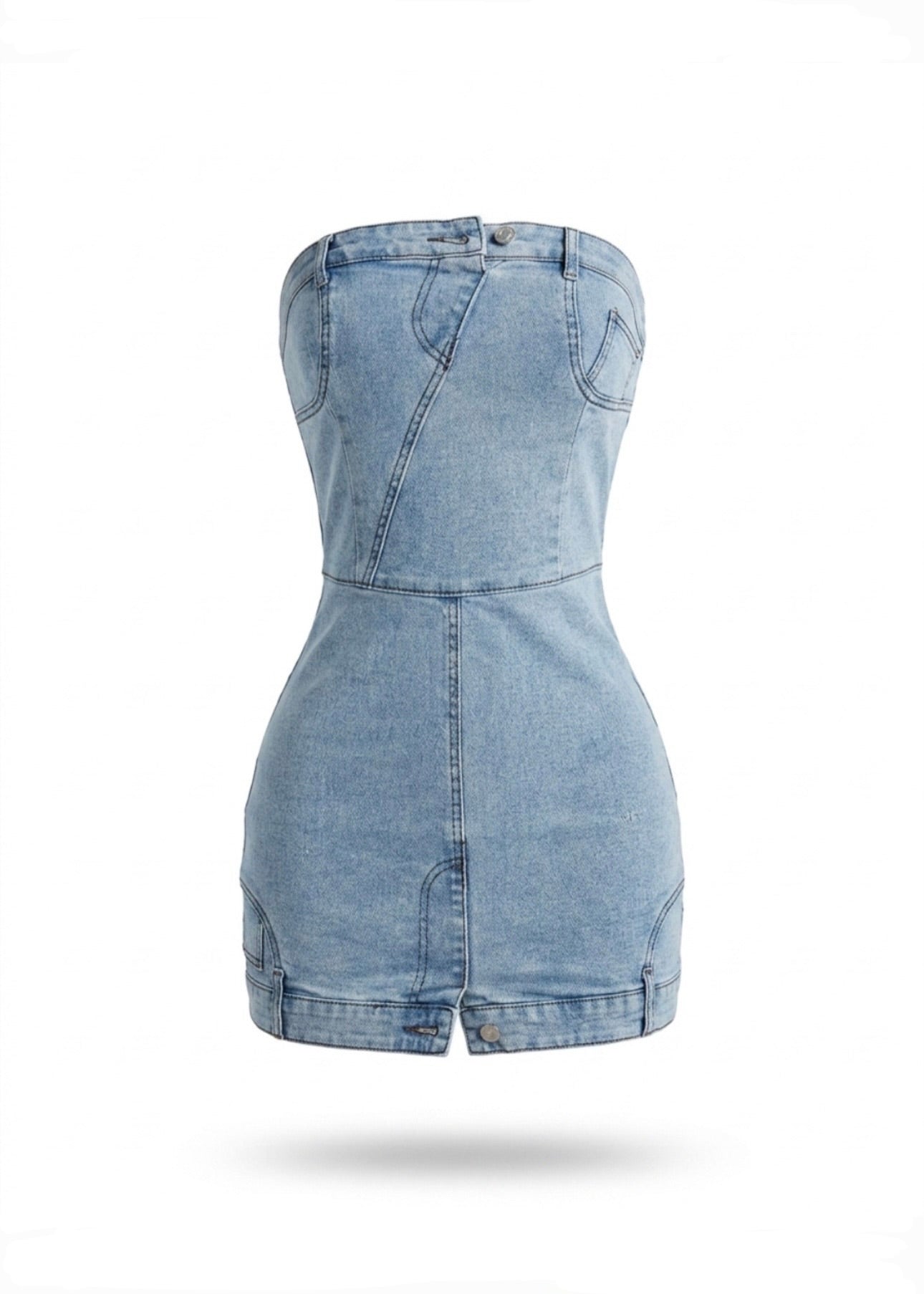 Reconstructed Strapless Mini Dress