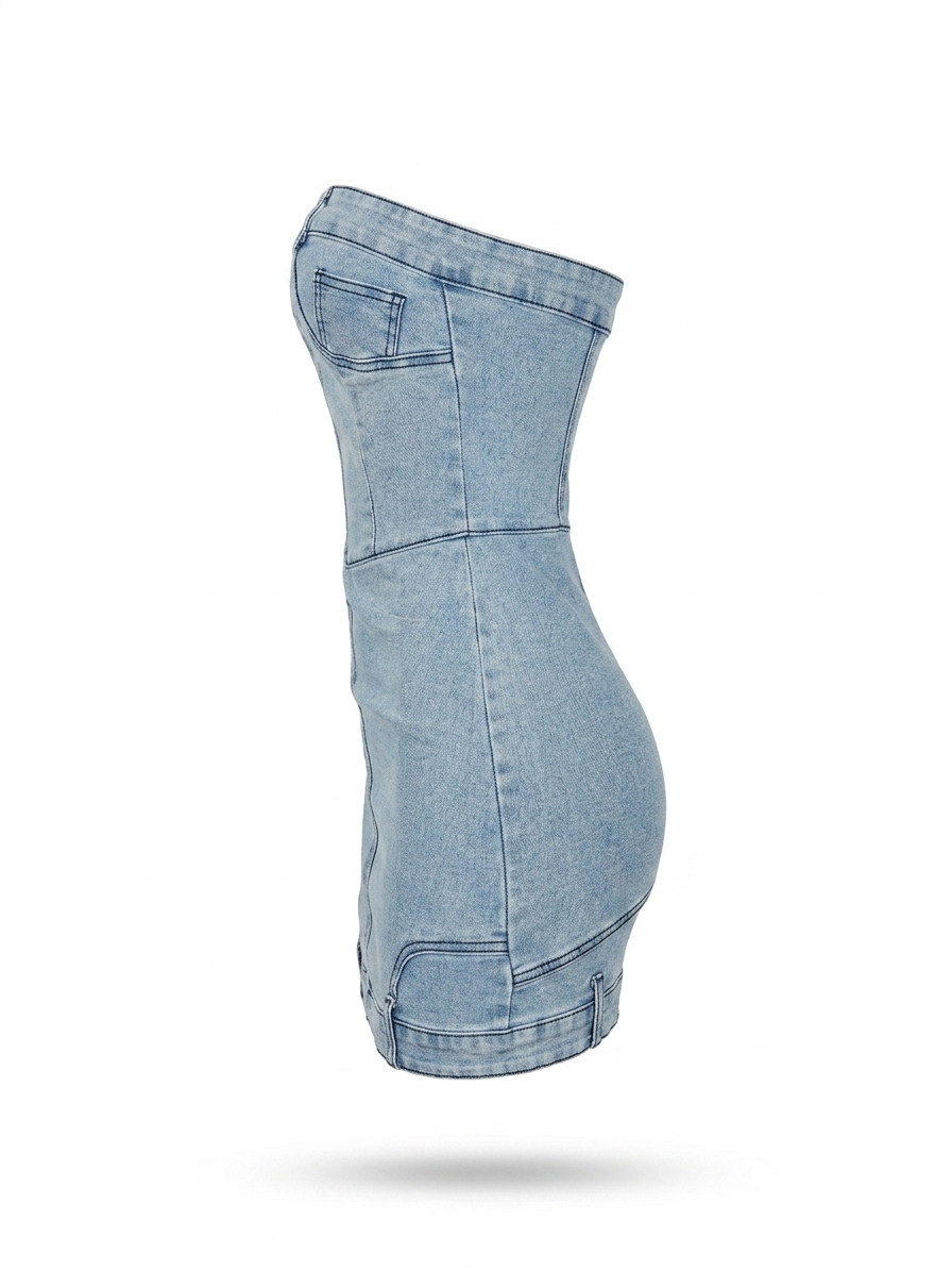 Reconstructed Strapless Mini Dress