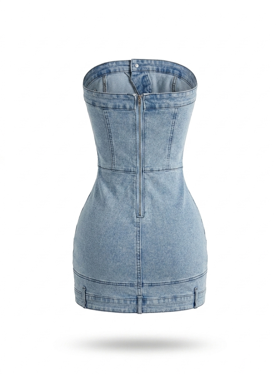 Reconstructed Strapless Mini Dress