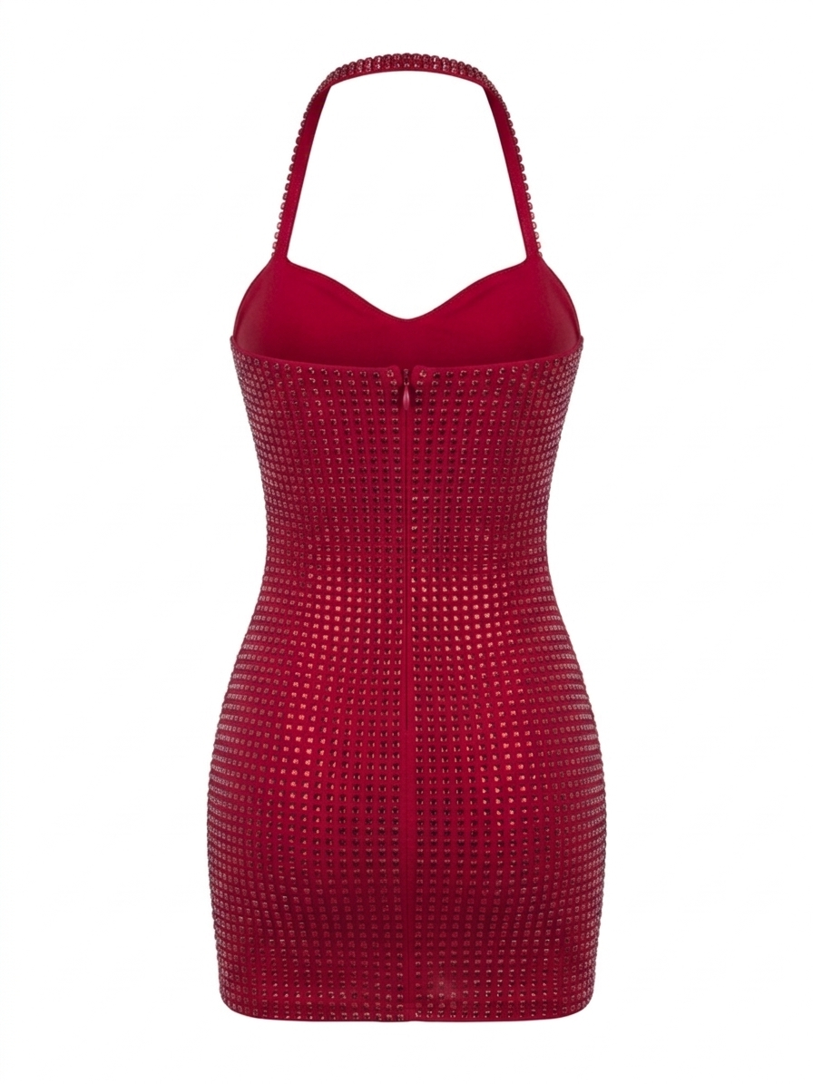 Rhinestone Mesh Mini Dress