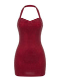 Rhinestone Mesh Mini Dress
