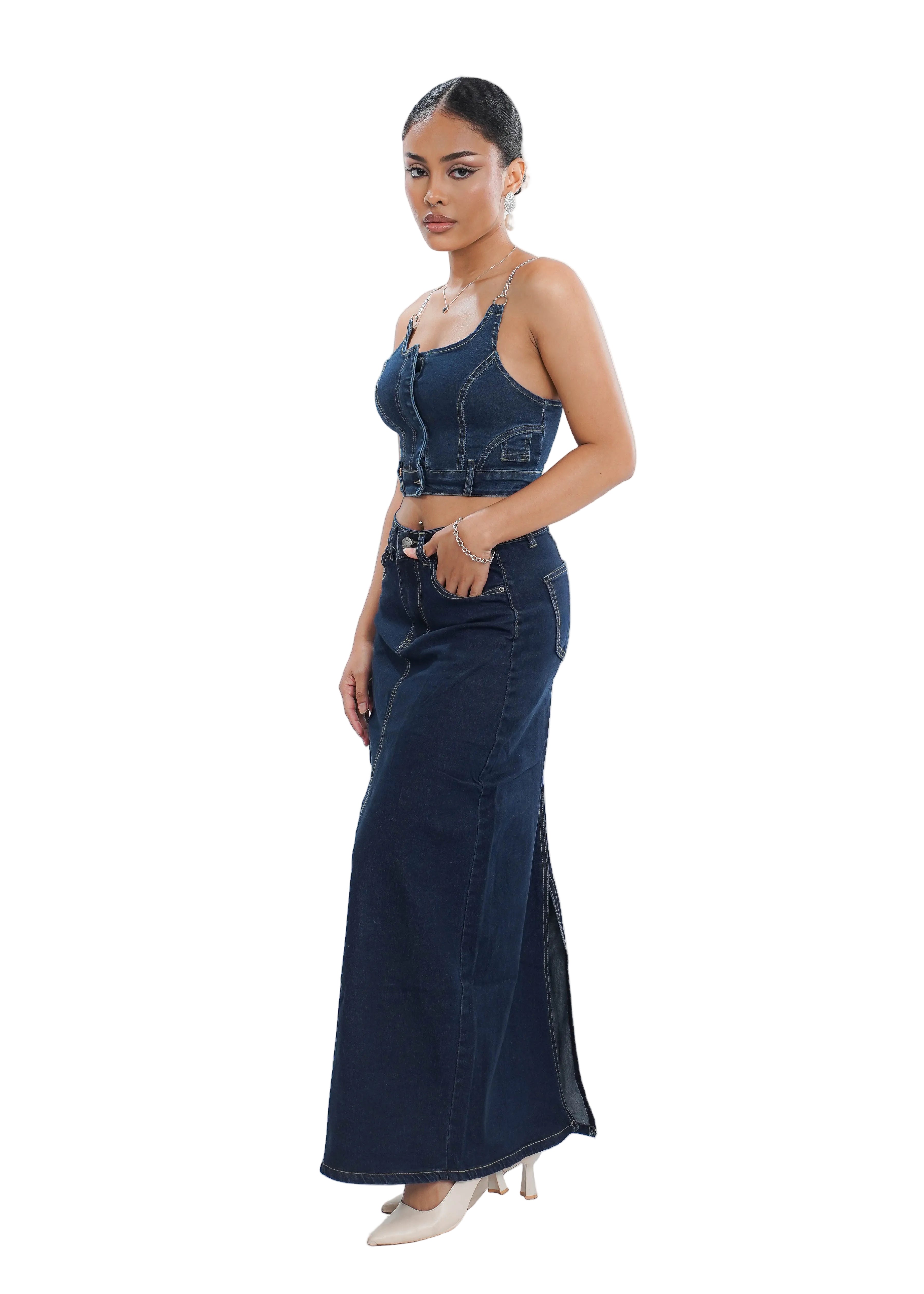 Denim Noir Two-Piece Set – Mami Curves