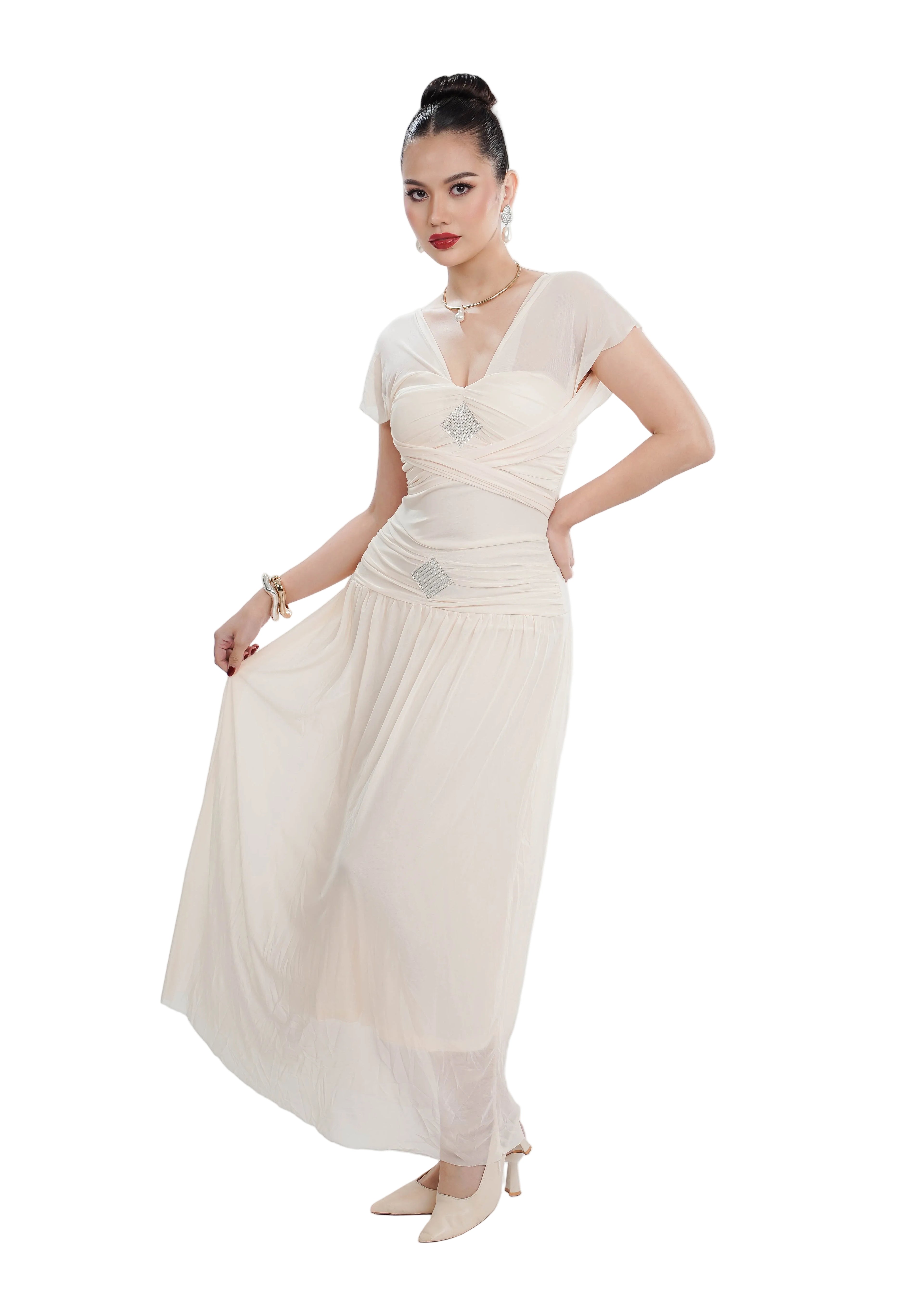 Ivory Soft Mesh Maxi