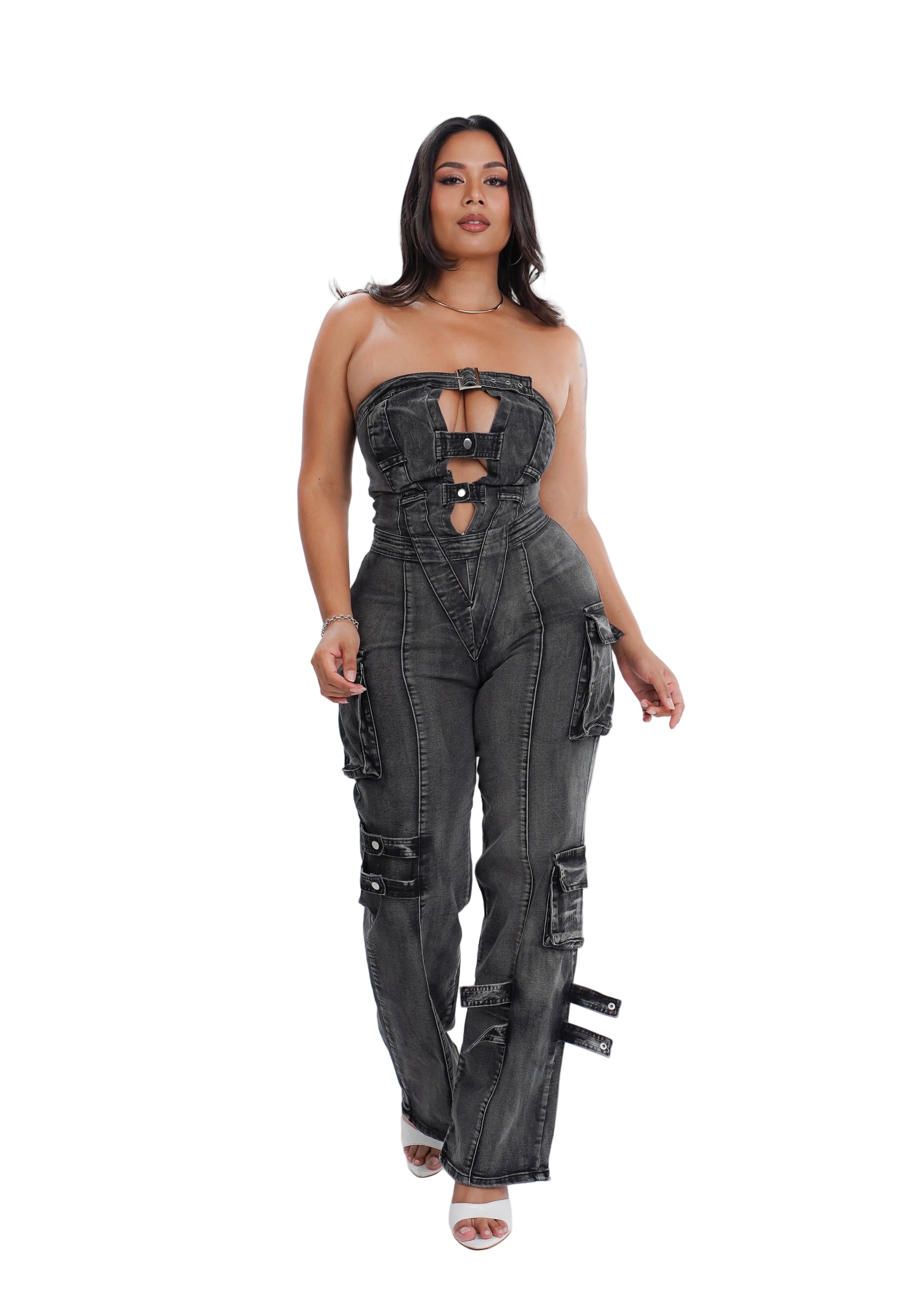 Urban Edge Denim Cargo Jumpsuit