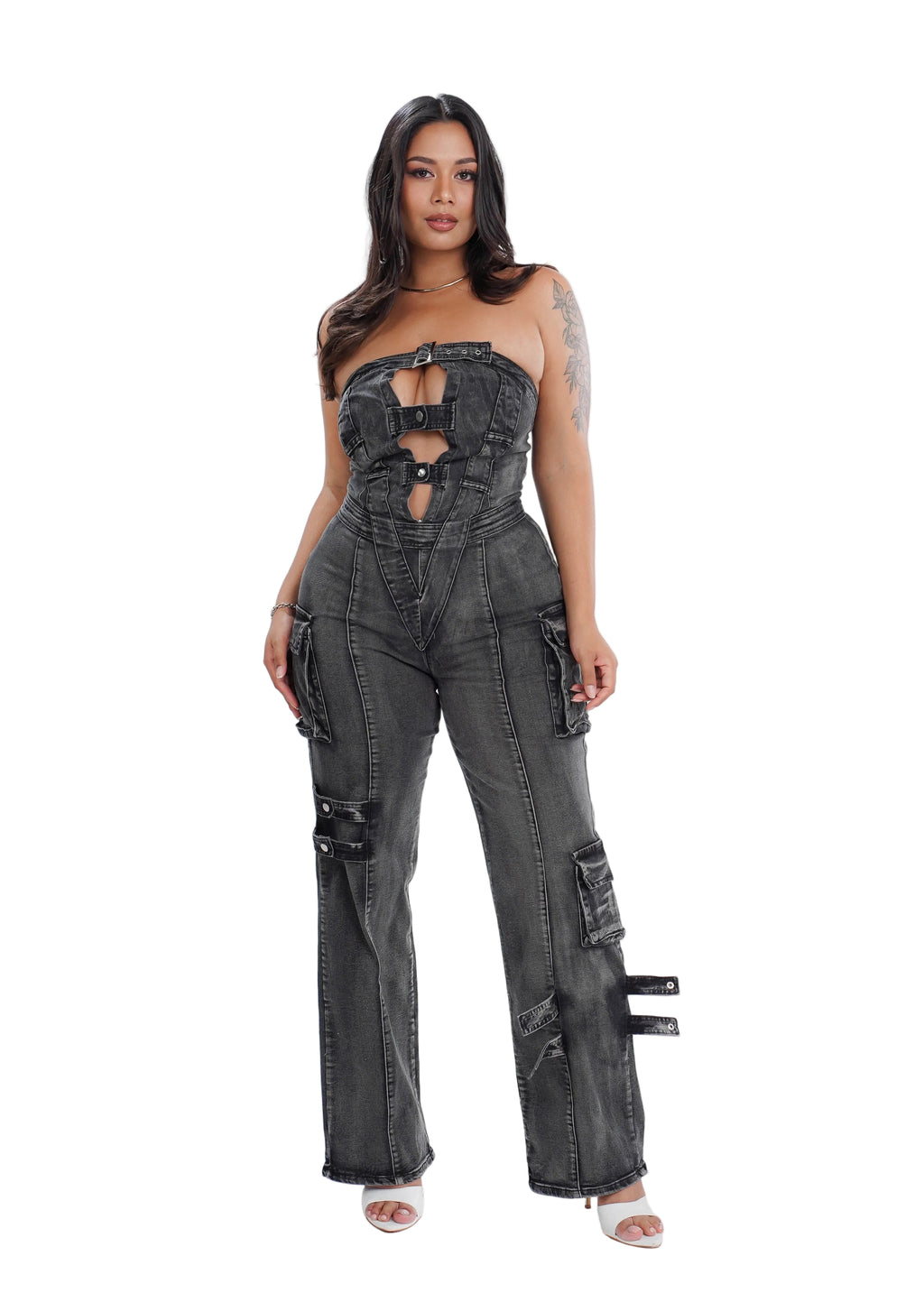 Urban Edge Denim Cargo Jumpsuit