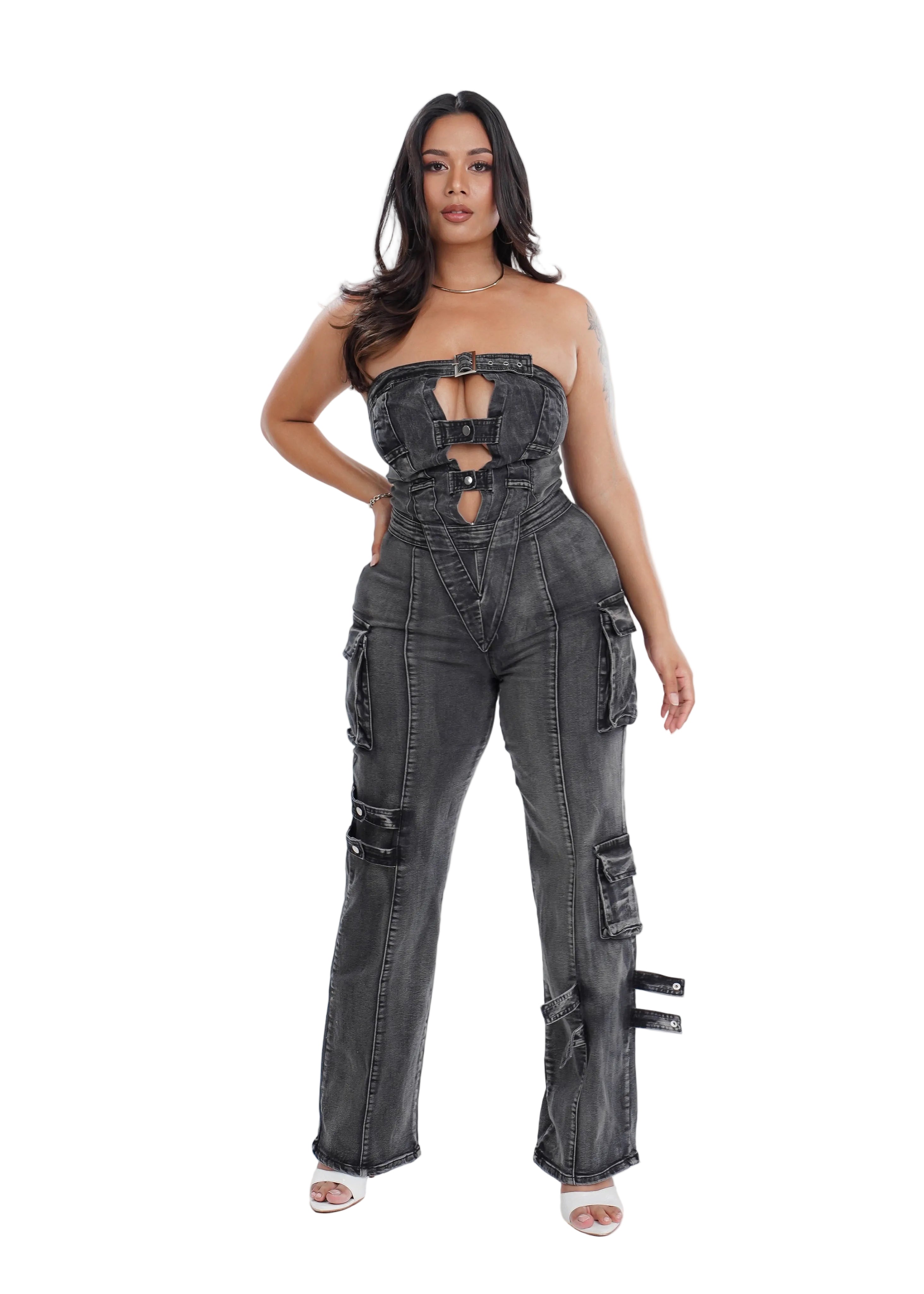 Urban Edge Denim Cargo Jumpsuit