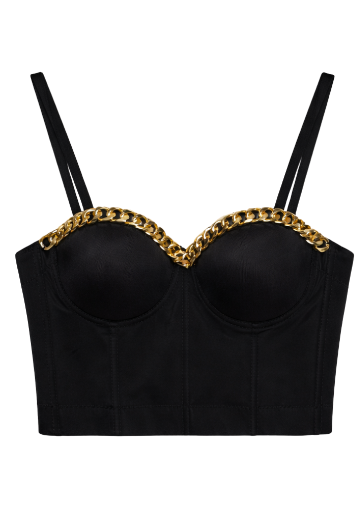 Gilded Glamour Chain Bustier Top